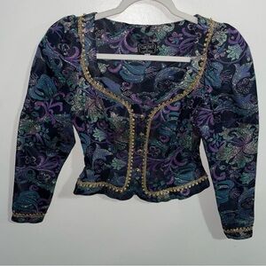 Cachet By Bari Protas Vintage Made In USA Royal Square Neckline Blazer Sz 3/4